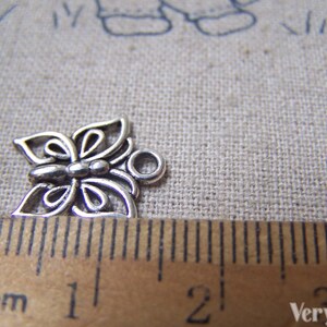 30 pcs Butterfly Charms Antique Silver Small Insect Pendants 12mm Bulk A4776 image 3