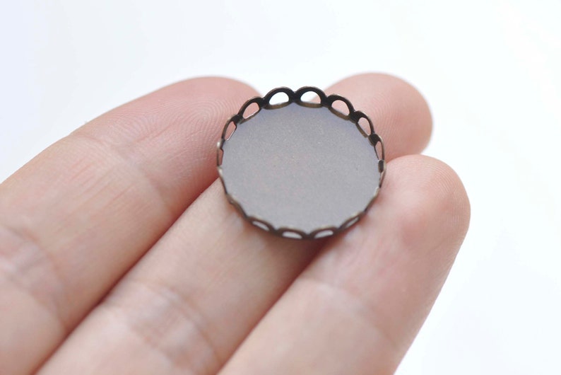 Antique Bronze SCALLOP Edge Pendant Tray Cup Blank Settings Match 10mm-35mm Cabochon