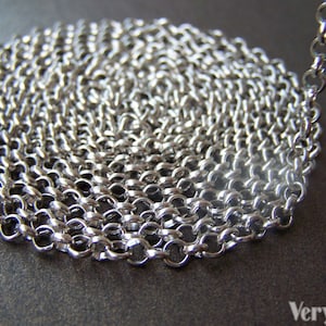 6.6 ft (2m) Silvery Gray Brass Round Rollo Chain Unsoldered Links  3.8mm  A2005
