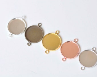10 pcs Brass Pendant Tray Base Settings Connector Antique Bronze/Silver/Platinum/Gold/Rose Gold Match 8mm-25mm Cabochon