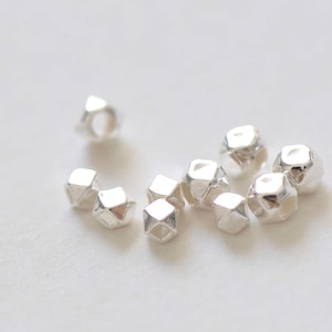 Perline distanziatrici geometriche sfaccettate in argento sterling lucido 925, dimensioni 2 mm/2,5 mm/3 mm