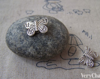 30 pcs Antique Silver Butterfly Beads 11x15mm A5329