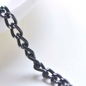 16.5 ft 5m E-Coating Black Aluminium Chunky Textured Curb Chain Handbag Strap Unsoldered Links 5x8mm A4087 image 4