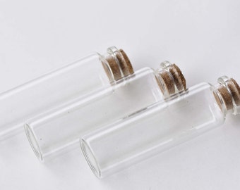 6 stuks helder glazen flessen lege flesjes potten met kurken 22x75mm A8613