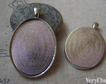5 pcs of Platinum Oval Base Pendants Tray Match 30x40mm Cabochon A5717