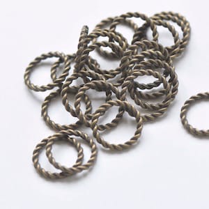 Antique Bronze Twisted Coiled Circle Ring Connectors 15mm