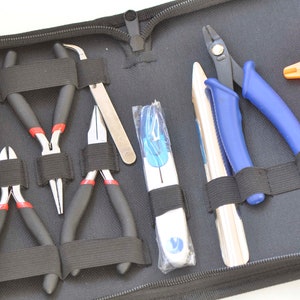Jewelry Making Beginner Starter Kit Pliers Tweezers Caliper Ring Opener Beading Findings With Black Case