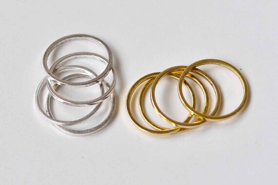Lot De 50 Bases De Bague En Laiton Réglable - 14 Mm, Sans Plomb, Argenté - Neuf