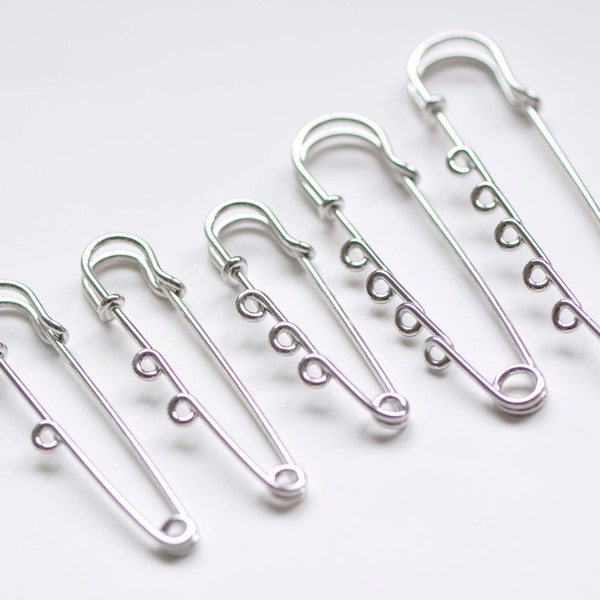 Platinum Dull Silver Kilt Pin Safety Pins Broochs One/Two/Three/Four/Five Loops