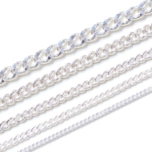 Cadena de eslabones de plata de ley 925 pulida de 1 mm/1,4 mm/1,8 mm/2,3 mm/2,8 mm/3,5 mm/4 mm