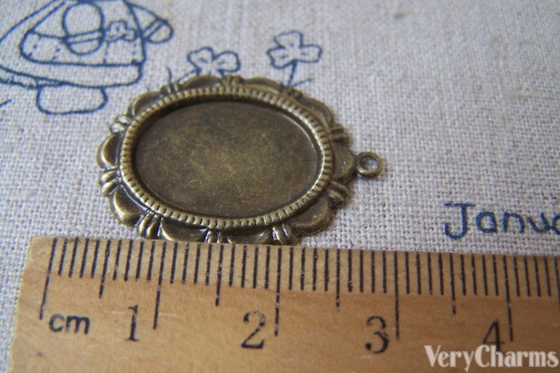 10 pcs of Antique Bronze Lovely Oval Base Settings Match 13x18mm Cabochon A3965