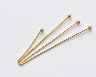 100 pcs Raw Brass Ball End Headpin Various Sizes Available