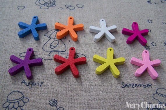 17pcs Multi Colors Wood 57x51mm Flower Petal Charms Pendants Findings 20537 17pcs Multi Colors Wood 57x51mm Flower Petal Charms Pendants Findings 20537