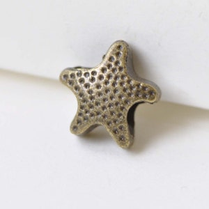 20 piezas de bronce antiguo gran agujero estrella de mar cuentas 12x13mm A8465