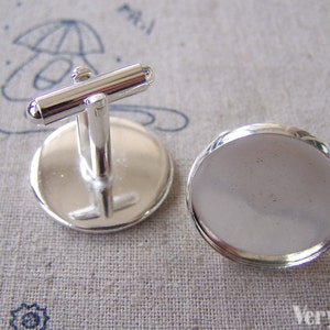 Silver Bezel Cuff Links Cufflinks Cup Match 20mm Cabochon Set of 10 (5 pairs)  A4403