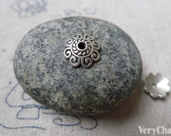 50 pcs Antique Silver Bead Caps Filigree Flower Spacer 10mm A5962