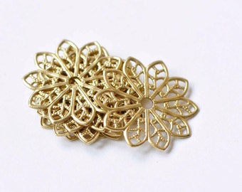 20 Stück Raw Brass Filigree Snowflake Blumengestempel Blumenschlieger 20mm A9041