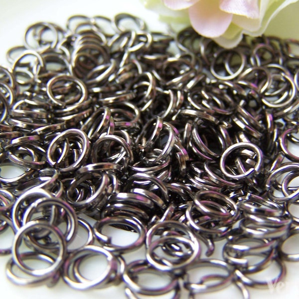 500 piezas de Gunmetal Black Jump Rings 6mm 22 gauge A3316