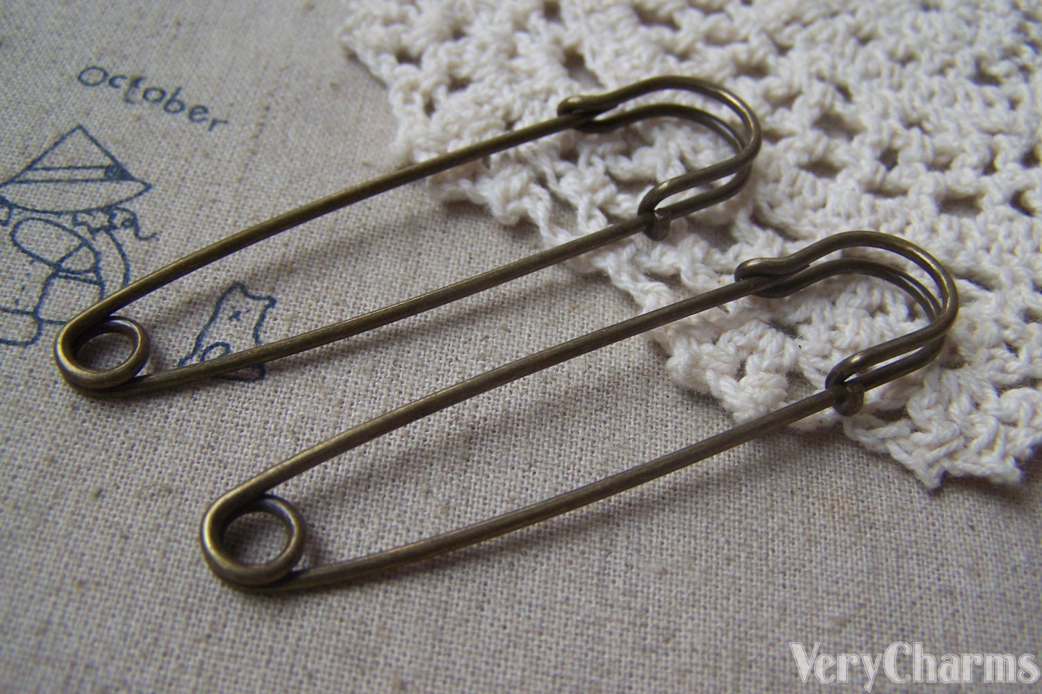 10 pcs Antique Bronze Large Safety Pins Vintage Brooch Etsy