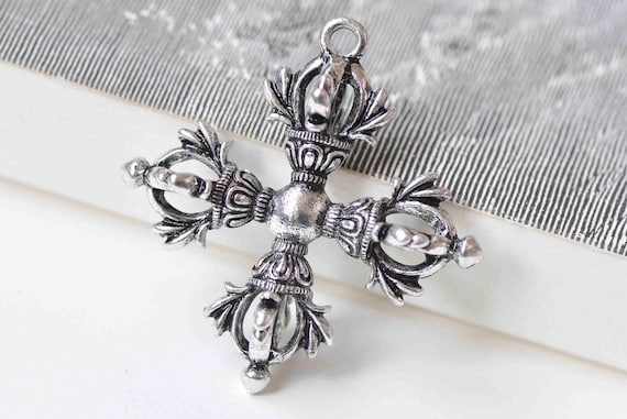 Pendentif Bouddhiste Katrika (hachoir) Et Vajra En Argent - Rituel Tibétain