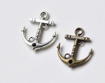 Antike Bronze/Silber Anker Charms nautischen Schmuck Anhänger Connector 20x22mm Set von 20