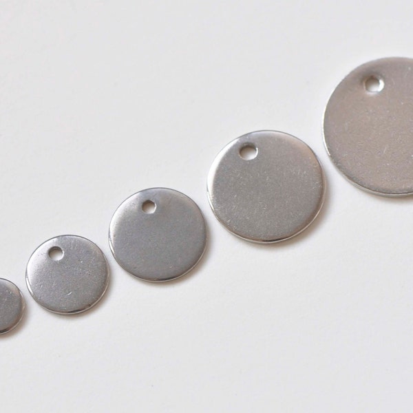 Stainless Steel Smooth Round Blank Disc Charms  6mm/8mm/10mm/12mm/14mm/15mm