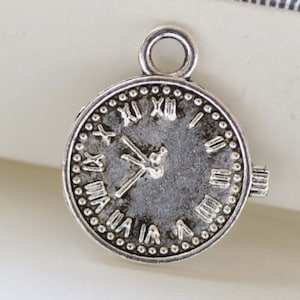 Antico orologio meccanico d&#39;argento Charms orologio ciondoli 16x19mm Set di 20 A8421