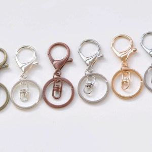 Large Keychain Key Ring With Lobster Swivel Clasps for Adding Lanyards Charms Antique Bronze/Silver/Platinum/Light Gold/Chrome