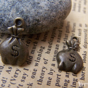 20 pezzi di bronzo antico denaro Bag Charms 11x17mm A560