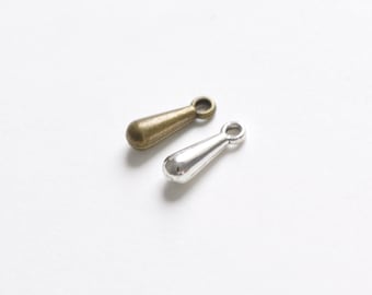 50 pcs of Antique Bronze/Silver 3D Teardrop Drop Charms 4x13mm