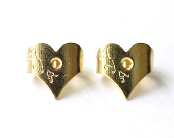 Gold Heart Earnuts Earring Stoppers Butterfly Backs Backings 6.5x7mm Set of 50 pcs A8161