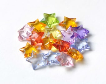 Acrylic Star Beads Faceted Star Charms Mixed Color Size 15mm Set of 30 A8343