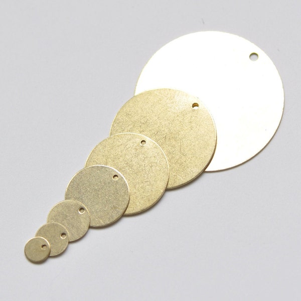 Raw Brass  Flat Round Blank Disc Thick Charms  6mm/8mm/10mm/12mm/15mm/18mm/20mm/25mm/35mm