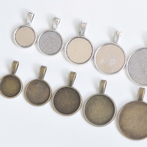 Antique Bronze/Silver Round Cabochon Base Settings Match 14mm/16mm/18mm/20mm/25mm/30mm/35mm/40mm Cameo Set of 10