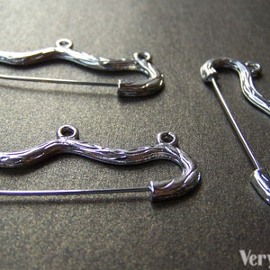 10 pcs Antique Silver Three Loops Bow Safety Pins Broches 18x46mm A1778 image 2