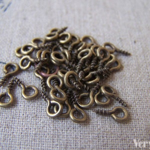 Mini Screw Eye Pins Antique Bronze Eye Hook Bail 4x8mm 19 gauge Set of 500 A2284