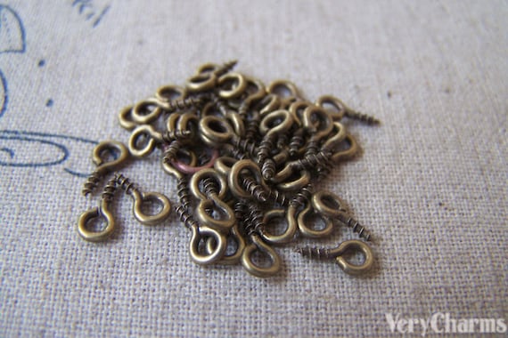 Mini Screw Eye Pins Antique Bronze Eye Hook Bail 4x8mm 19 gauge Set of 500 A2284