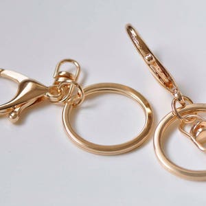 10 pcs Large Keychain Key Ring With Lobster Swivel Clasps for Adding Lanyards Charms Antique Bronze/Light Gold/Rhodium image 6