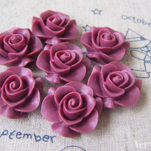 10 piezas de resina rojo oscuro redondo flor Cameo 21mm A4702