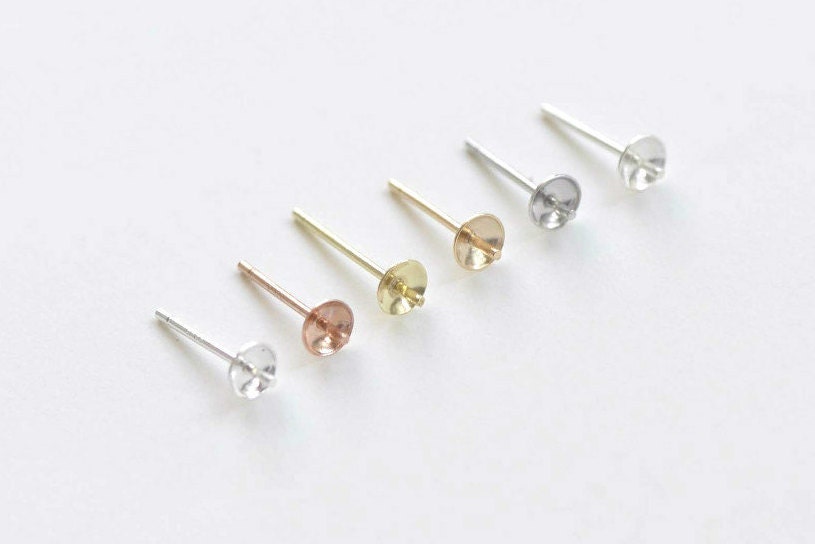 Pearl Post Findings, Pearl Earrings Studs, Earring Posts for Jewelry Making  291 