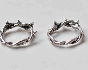 20 pcs Antique Silver Vine Leaf Ring Round Charms 21mm A8916