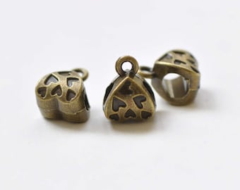20 pcs Antique Bronze Heart Beads Bails  A8476