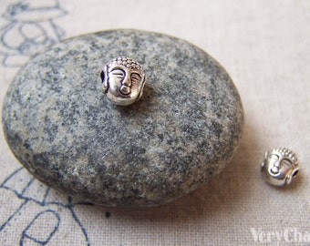 20 pcs of Antique Silver Buddha Head Beads Charms 7mm A5723