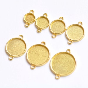 Shiny Gold Round Cameo Base Setting Connector Match 8mm/10mm/12mm/14mm/16mm/18mm/20mm/30mm Cabochon