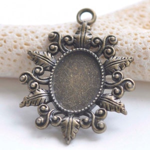 10 Stück antike Bronze Blatt Cameo Basis Einstellungen Anhänger Tablett Match 13x18mm Cabochon A8925