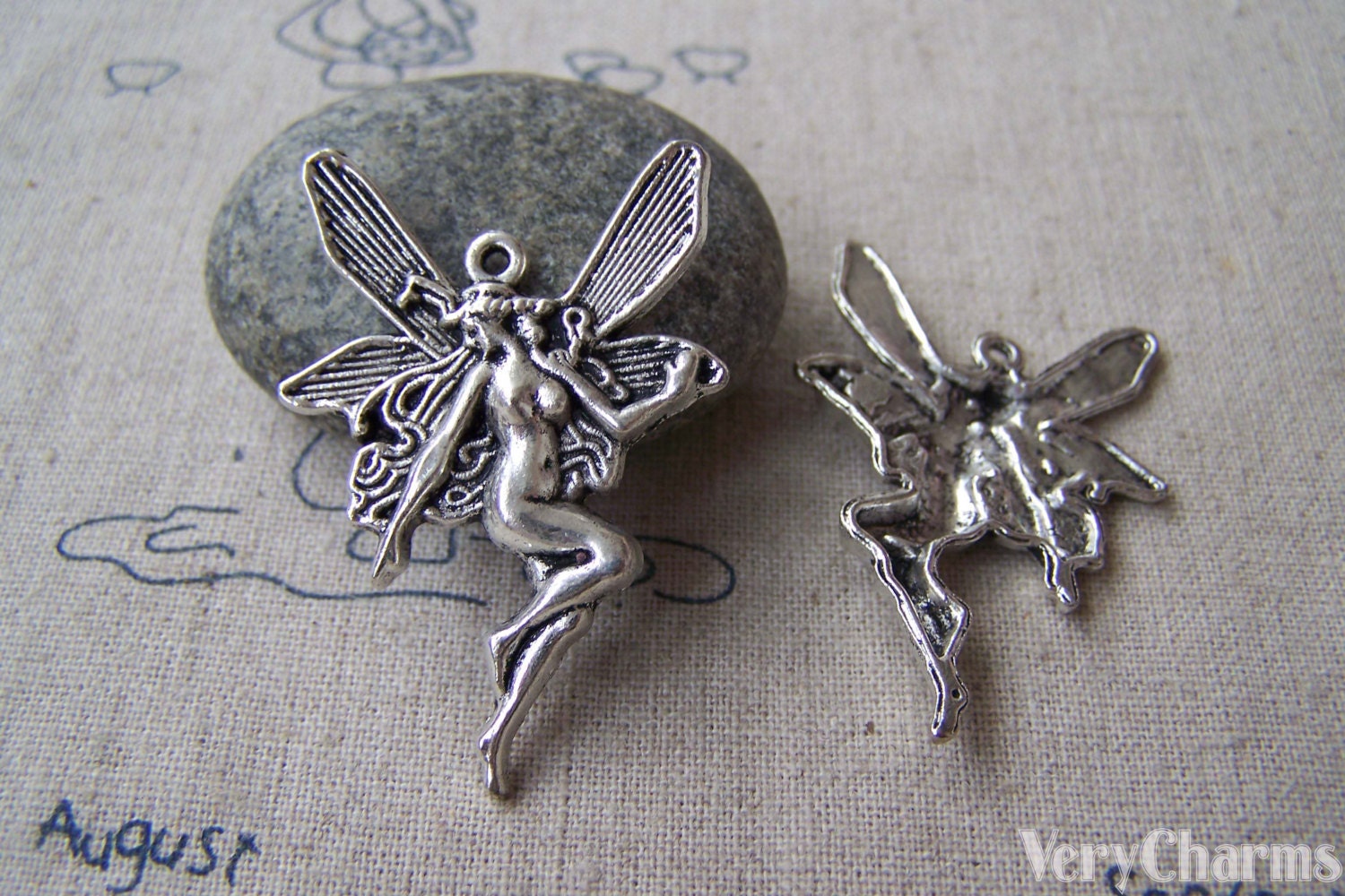 10 Pcs Antique Bronze Naked Fairy Charms Pendants 29x43mm A685