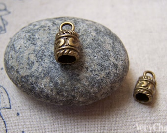 20 pcs of Antique Bronze Textured Bead Tassel Caps Charms 7x13mm A5805