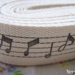 5,46 Iarde (5 metri) Black Music Note stampa cotone nastro etichetta stringa A2629