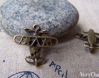 10 unids de bronce antiguo Glide plane encantos 18x18mm A3345