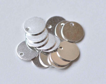 100 pcs Shiny Silver Brass Flat Round Blank Disc Thick Charms 8mm A9042